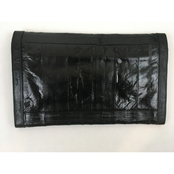 Genuine Brown Eel Skin Vintage Purse 2 zipper compartment magnetic closure - Picture 9 of 13